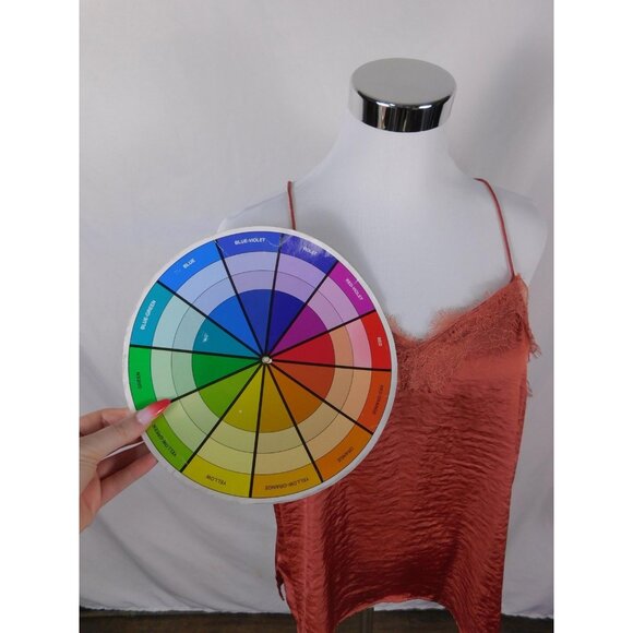 Nine West Camisole Top Womens Large Rust Satin Lace Trim Silky Adjustable Straps - Picture 9 of 12